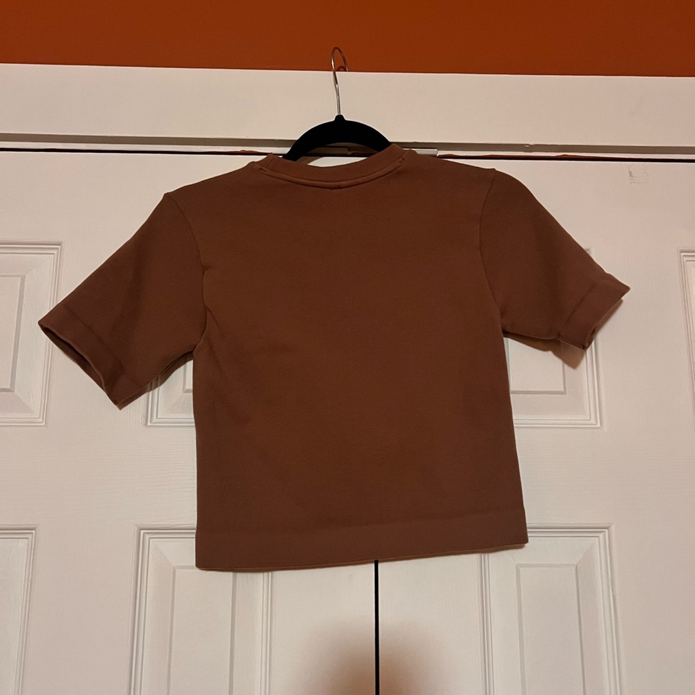 Everlane seamless crop tee in brown